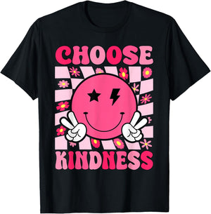 Be Kind Choose Kindness Retro Groovy Inspirational T-Shirt - T-Shirt | Black