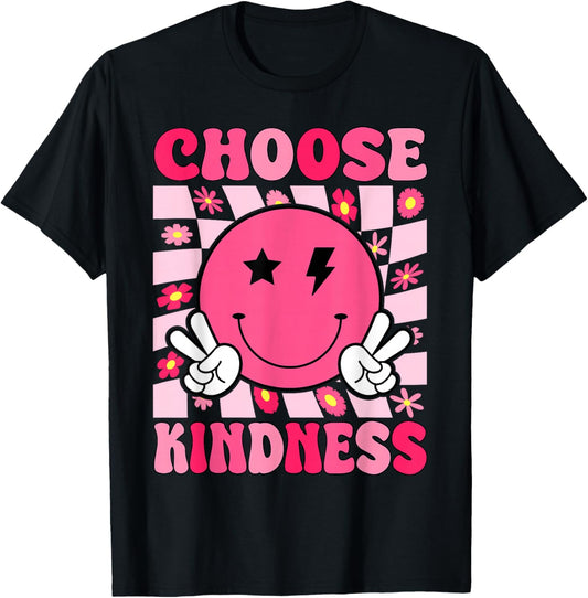 Be Kind Choose Kindness Retro Groovy Inspirational T-Shirt - T-Shirt | Black