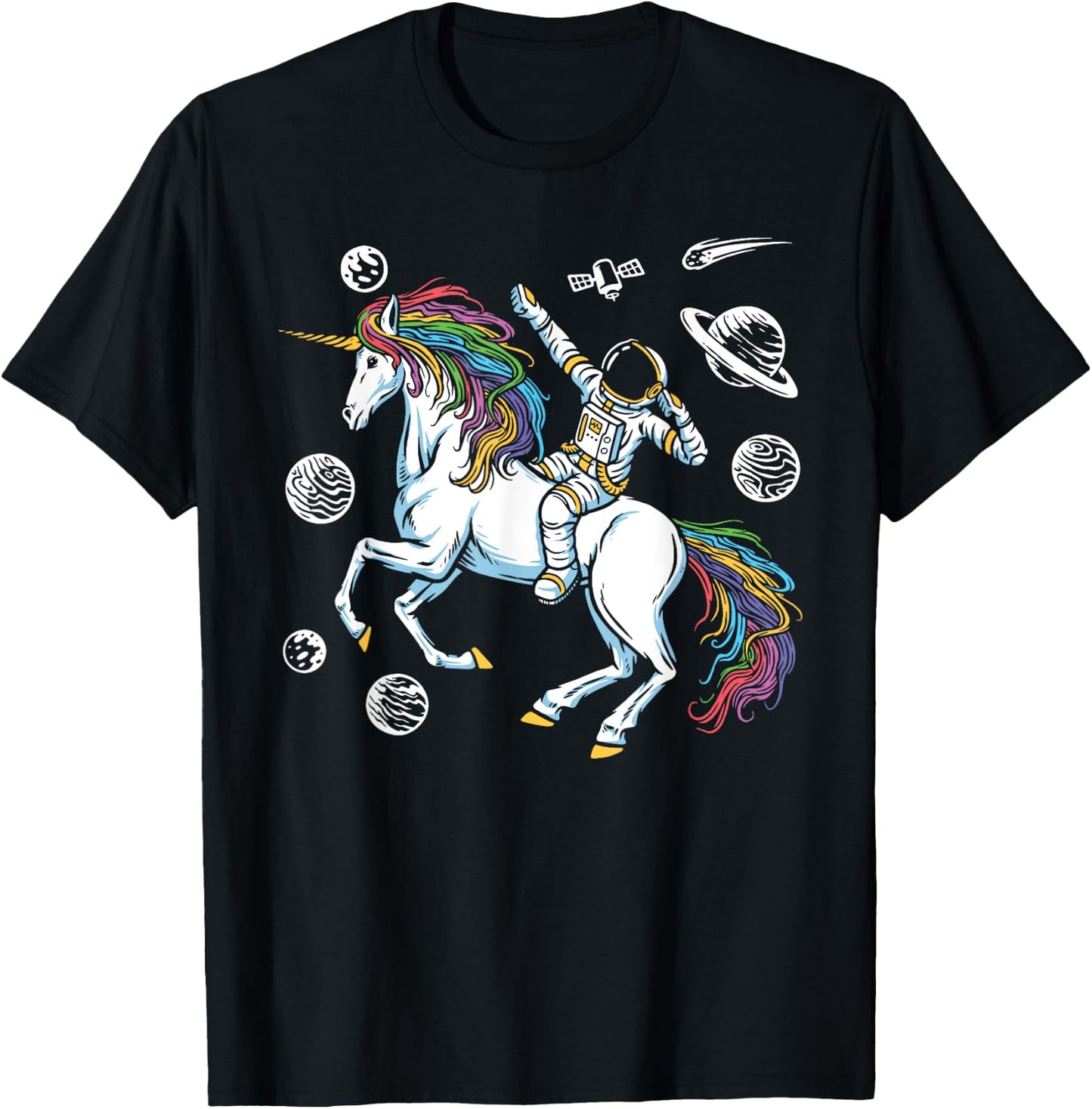 Magical Unicorn Girls Cosmonaut Gift Space Travel Astronaut T-Shirt - T-Shirt | Black