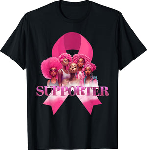 Breast Cancer Supporter Black Women In October We Wear Pink T-Shirt - T-Shirt | Black