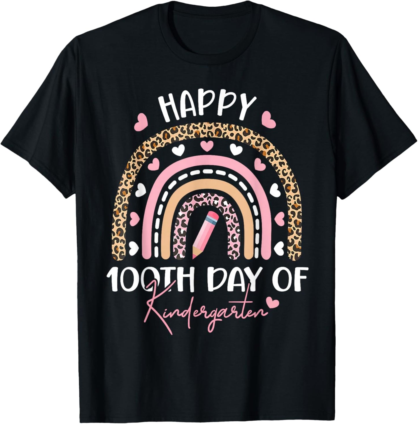 Happy 100th Day of Kindergarten 100 Days of School Teacher T-Shirt - T-Shirt | Black