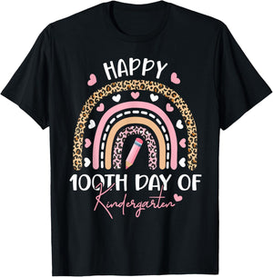 Happy 100th Day of Kindergarten 100 Days of School Teacher T-Shirt - T-Shirt | Black