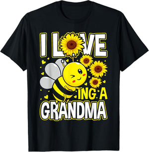 I Love Being A Grandma Sunflower Bee, Mother's Day T-Shirt - T-Shirt | Black