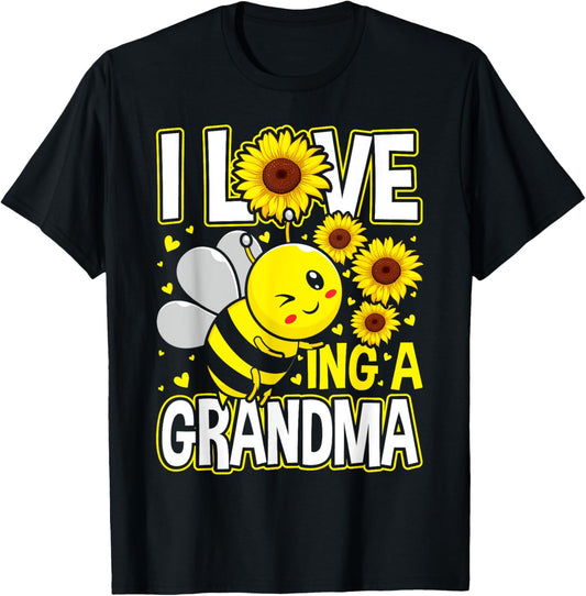 I Love Being A Grandma Sunflower Bee, Mother's Day T-Shirt - T-Shirt | Black