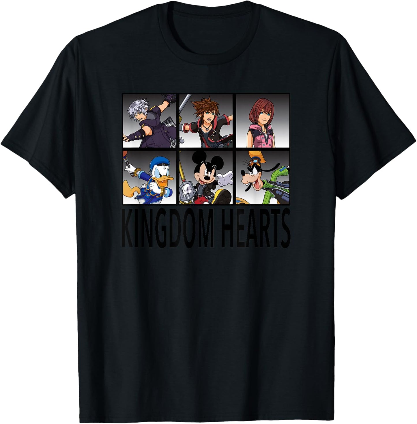 Disney Kingdom Hearts III Character Action Grid T-Shirt - T-Shirt | Black