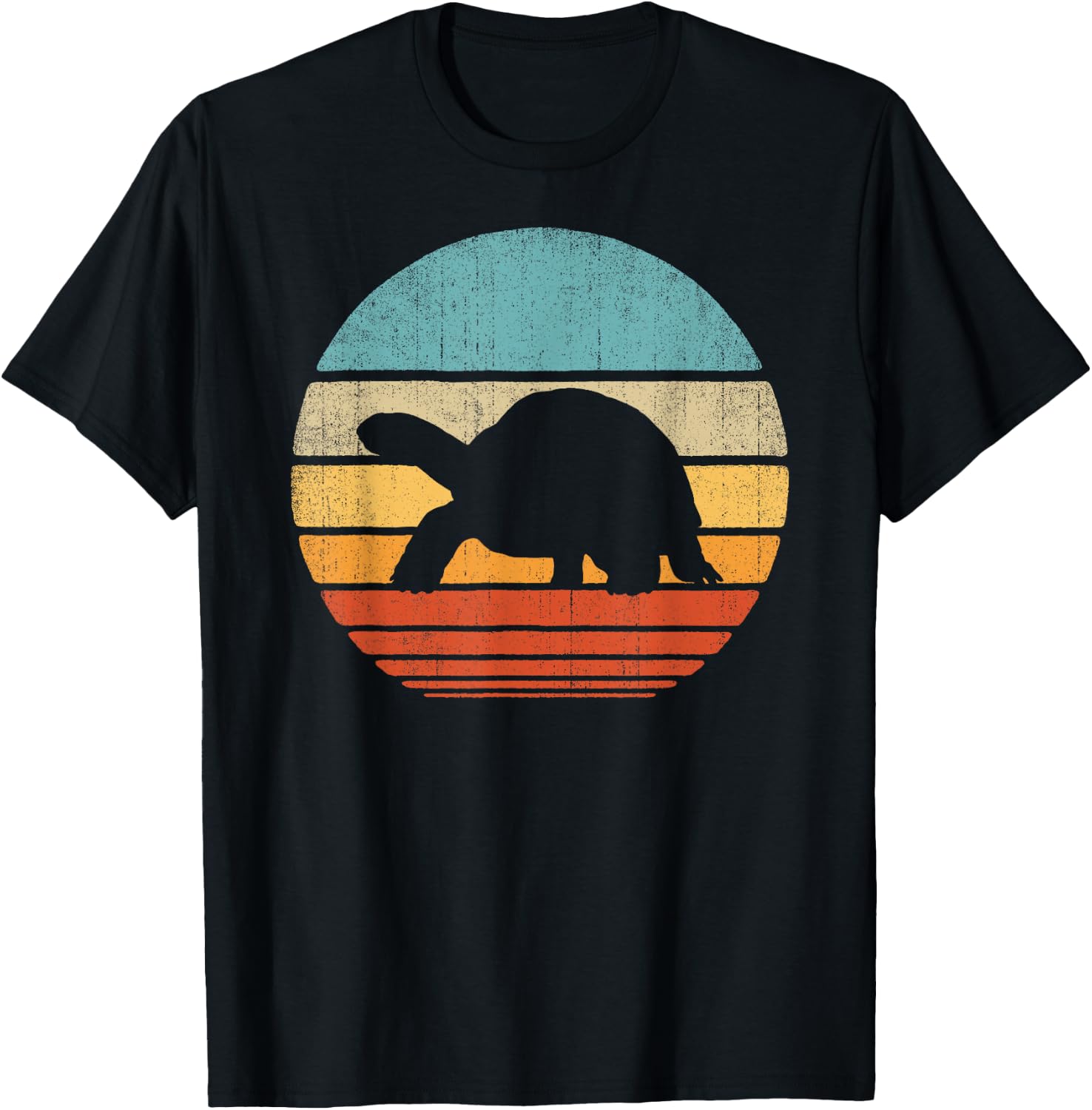 Tortoise Retro Vintage 60s 70s Sunset Turtle Reptile Animal T-Shirt - T-Shirt | Black