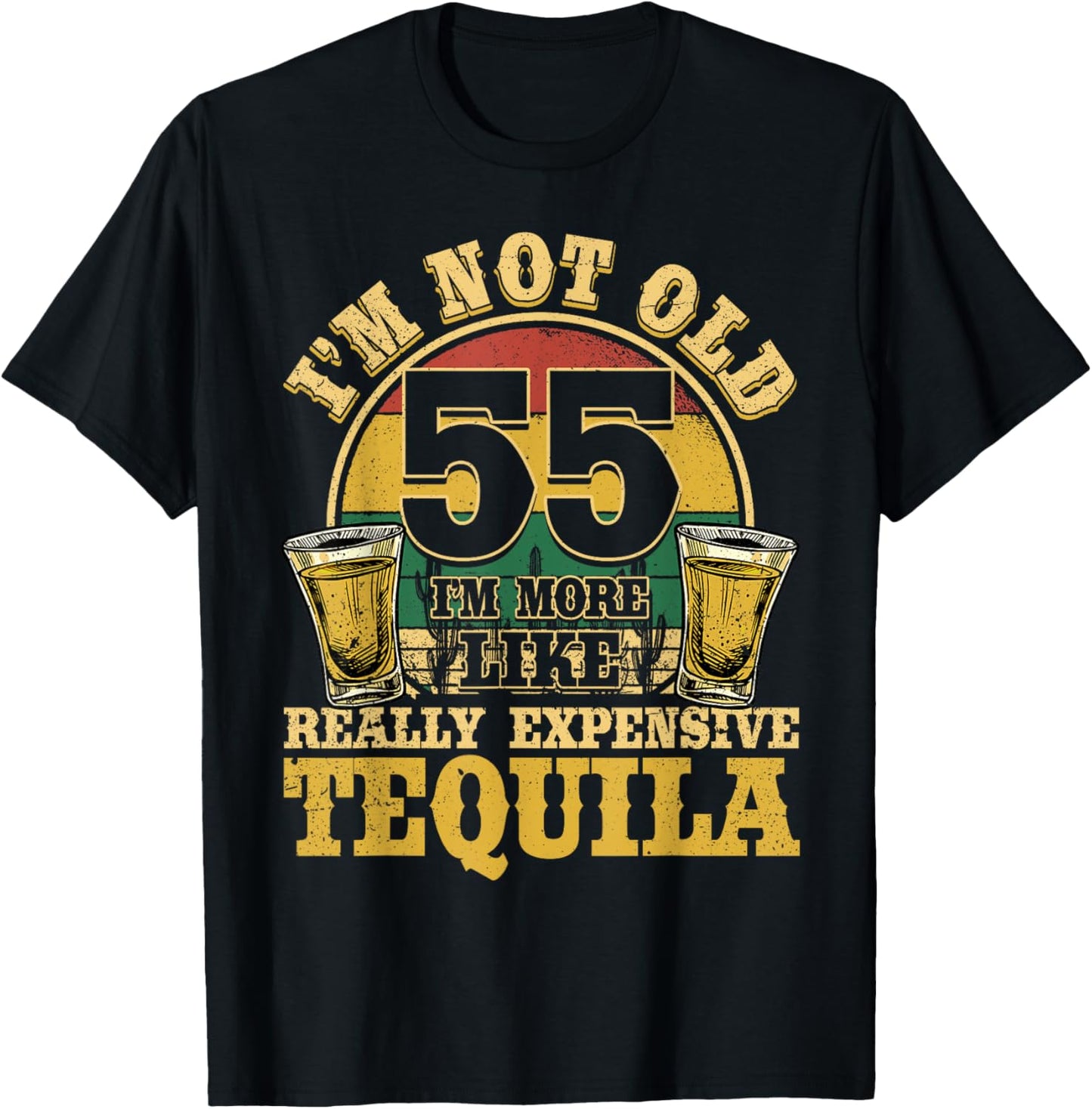 55 Years Old Tequila Mexican 55th Birthday Tequila Drinker T-Shirt - T-Shirt | Black