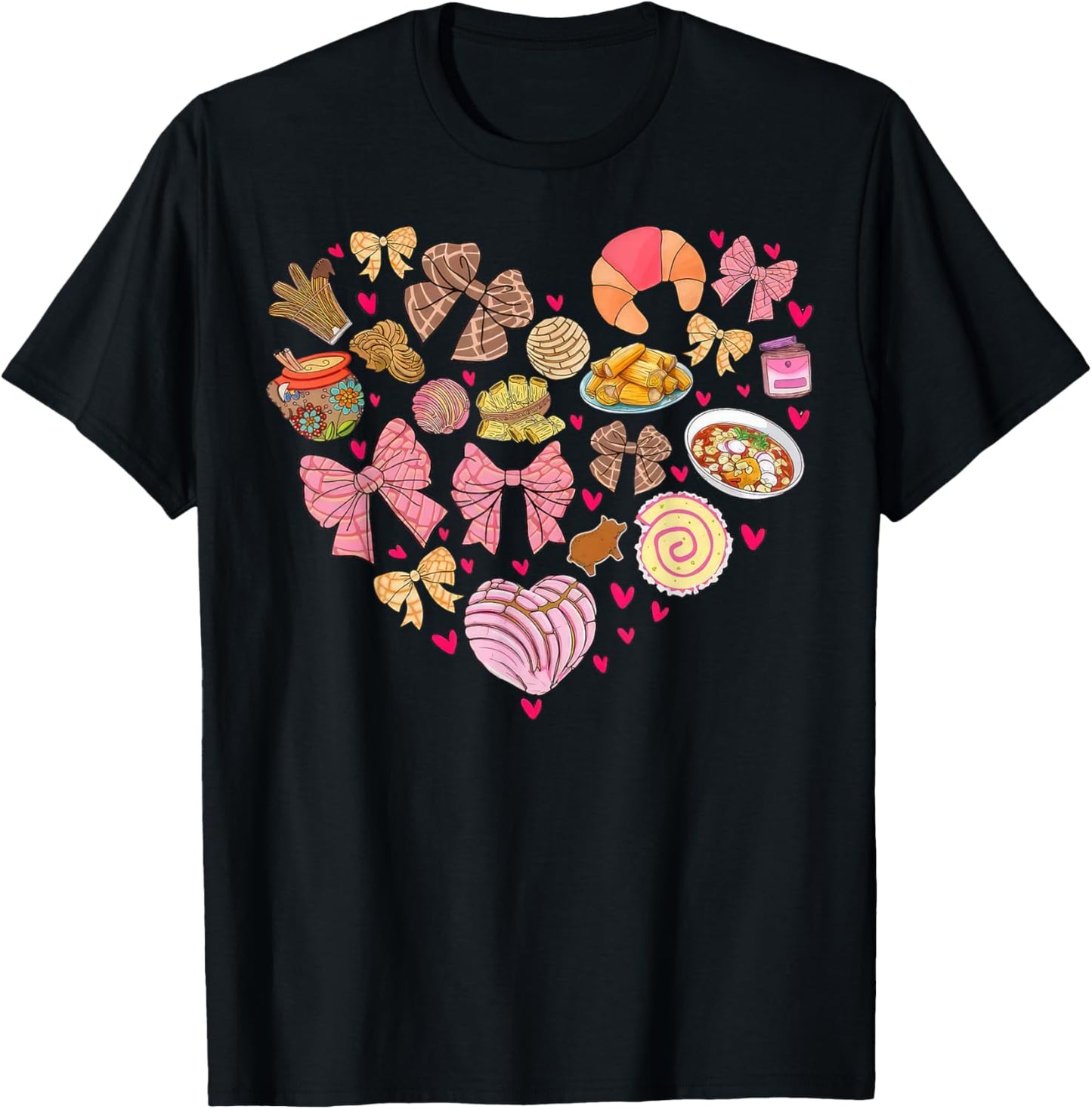 Valentine Conchas Pan Dulce Heart Mexican Valentine's Day T-Shirt - T-Shirt | Black