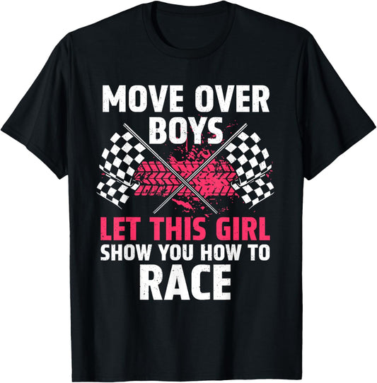 Funny Race Car Driver Art For Girls Women Kids Racing Lover T-Shirt - T-Shirt | Black