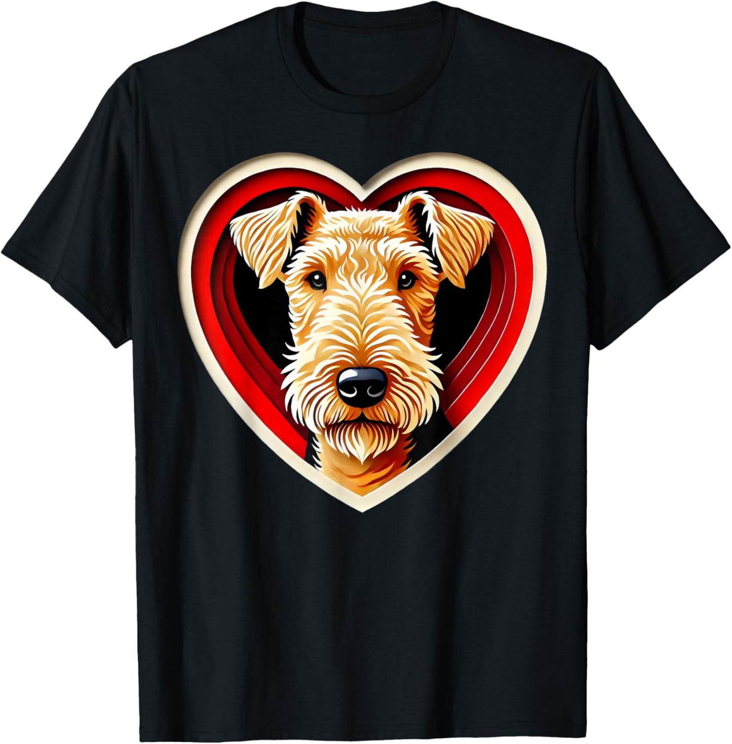 Airedale Terrier Heart Cute Puppy Dog Lover T-Shirt - T-Shirt | Black