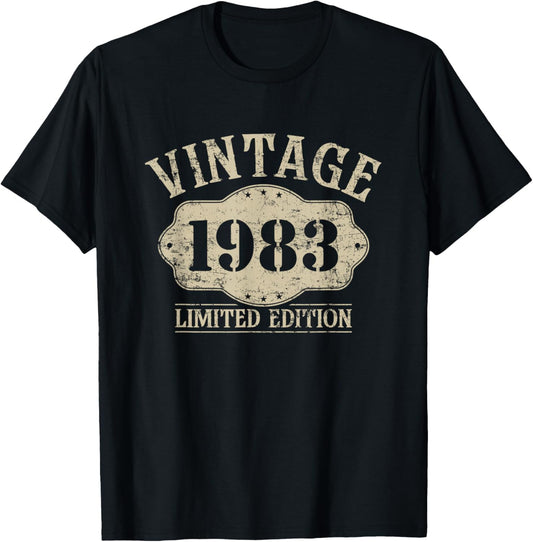 43th Birthday Born 1983 Limited Edition Vintage 1983 T-Shirt - T-Shirt | Black