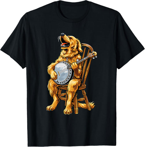 Golden Retriever Dog Bluegrass Banjo Player