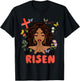 He Is Risen Afro African Locs Pray Women Girls Easter Day T-Shirt - T-Shirt | Black