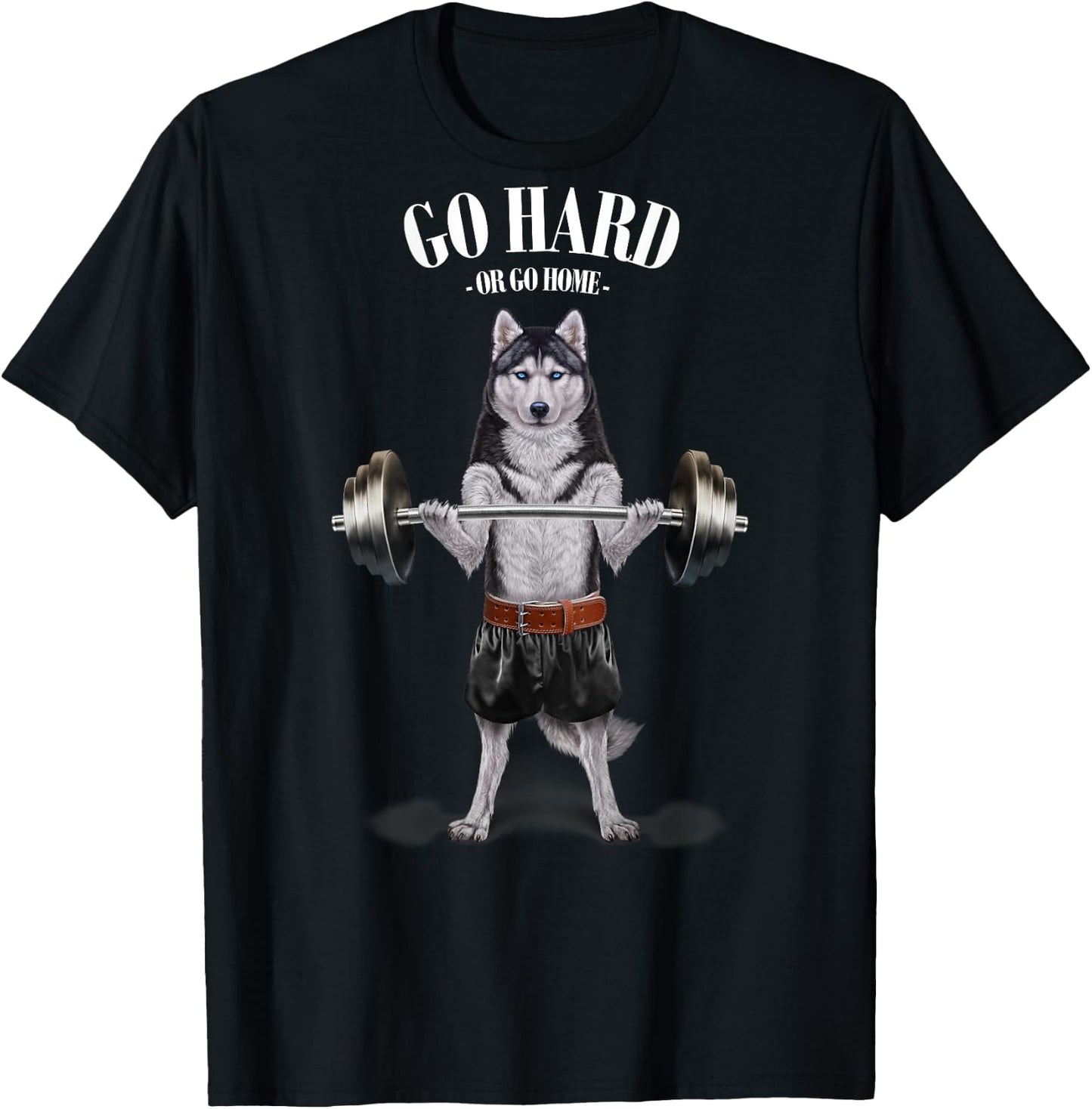 Siberian Husky Dog Weightlifting in Fitness Gym T-Shirt - T-Shirt | Black