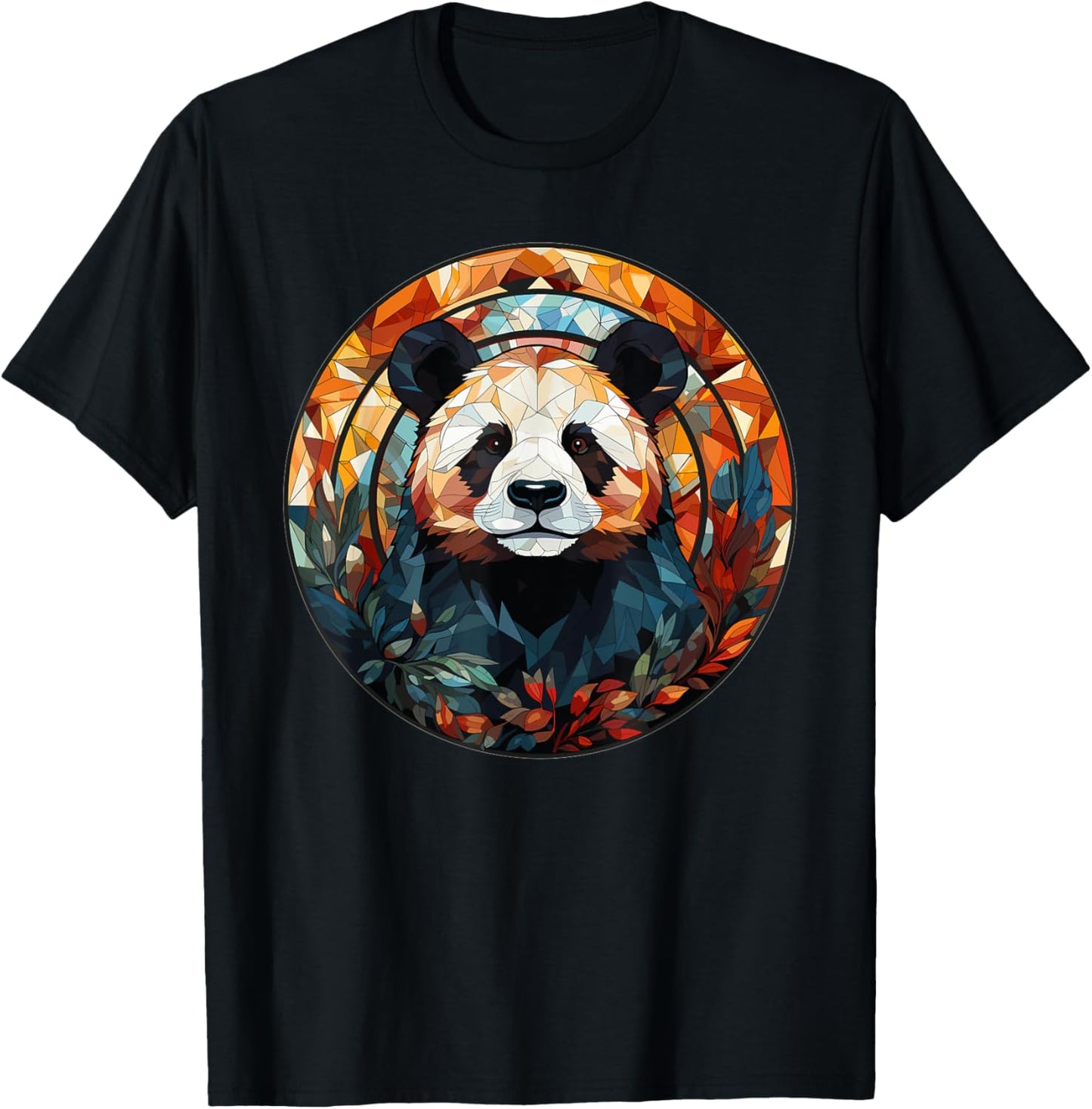 Aesthetic Stained Glass Panda T-Shirt - T-Shirt | Black