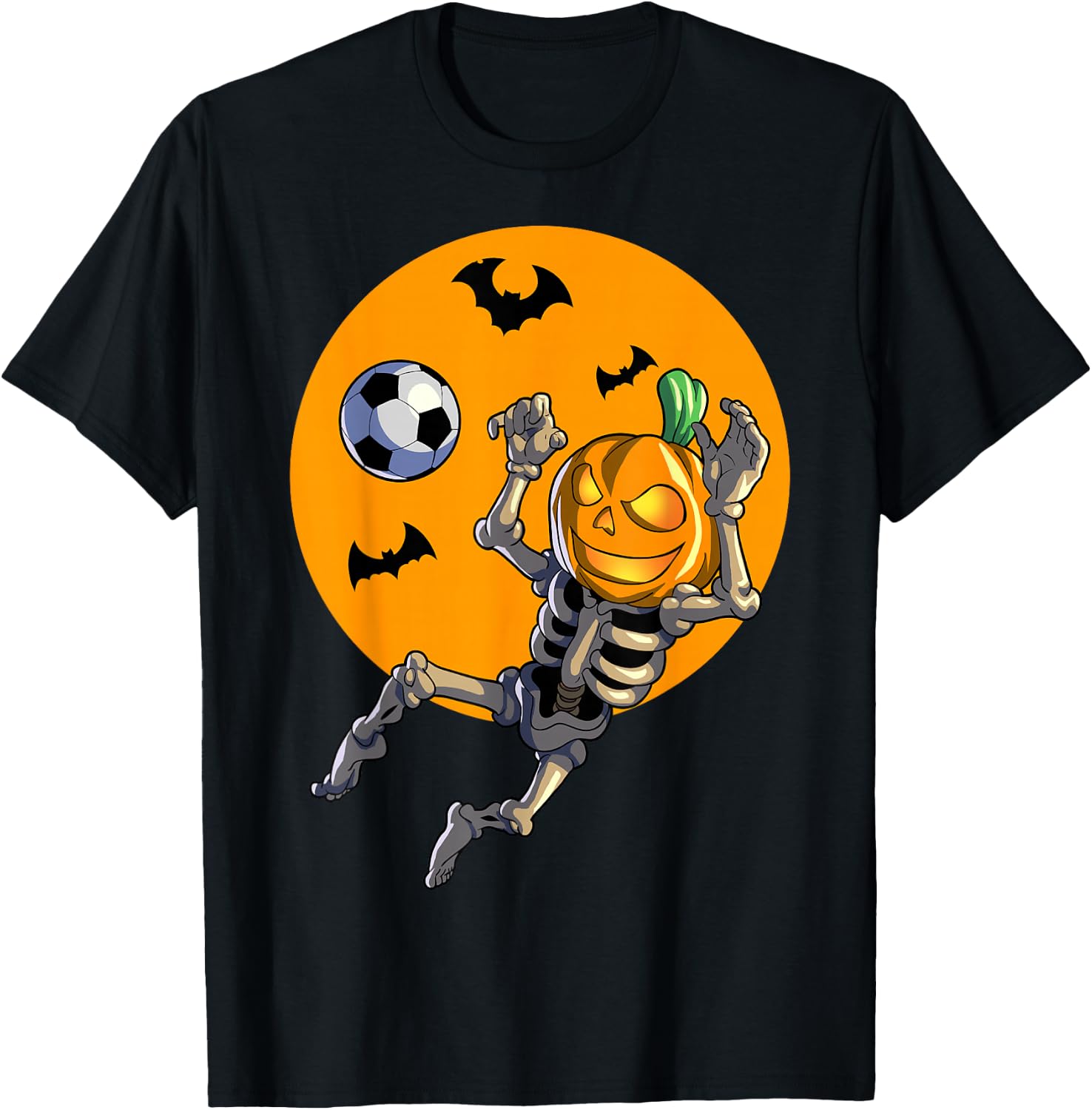 Soccer Skeleton Halloween Men Boys Soccer Halloween T-Shirt - T-Shirt | Black