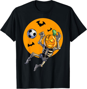 Soccer Skeleton Halloween Men Boys Soccer Halloween T-Shirt - T-Shirt | Black