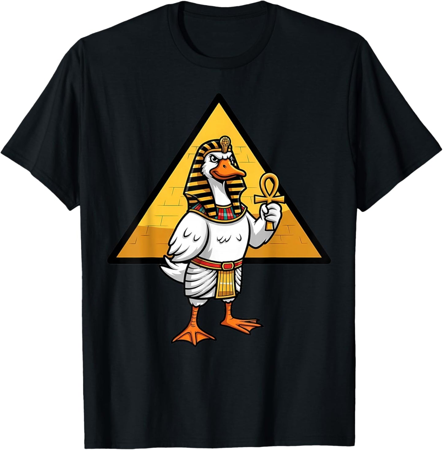Egyptian Goose Pharaoh Ancient Egypt Pyramid Ankh T-Shirt - T-Shirt | Black