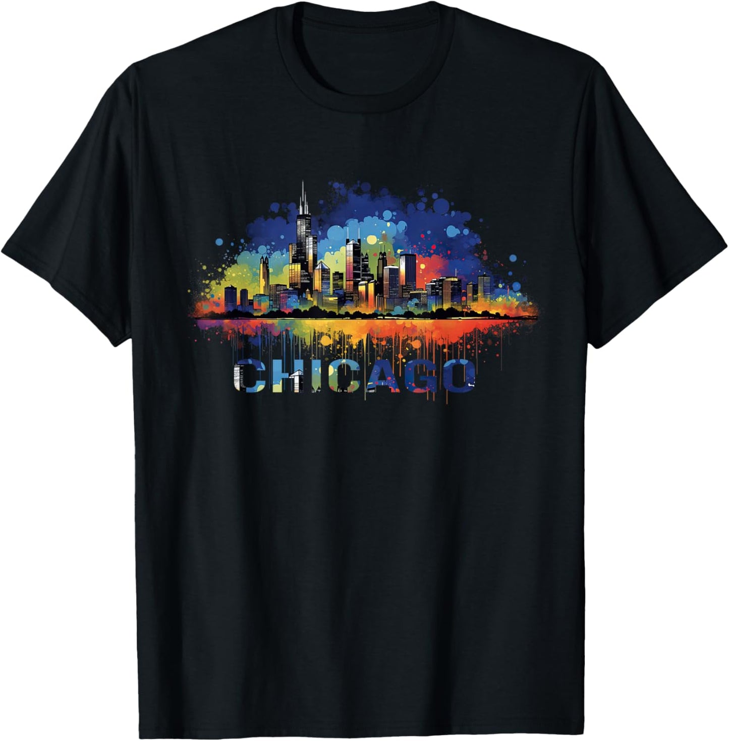 Chicago City Downtown Skyline T-Shirt - T-Shirt | Black
