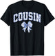 Cousin Coquette Toile Blue Bow Floral Family Matching T-Shirt - T-Shirt | Black