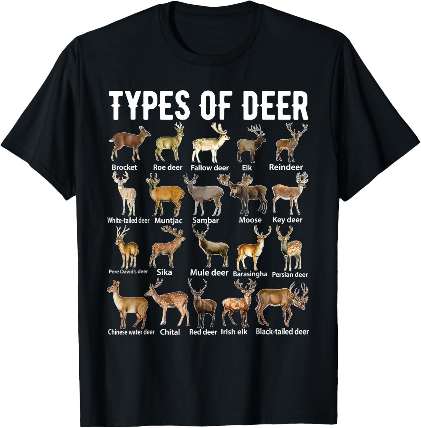 Types of Deer Shirt Deer Shirts Hunter Shirt Deer Hunting T-Shirt - T-Shirt | Black