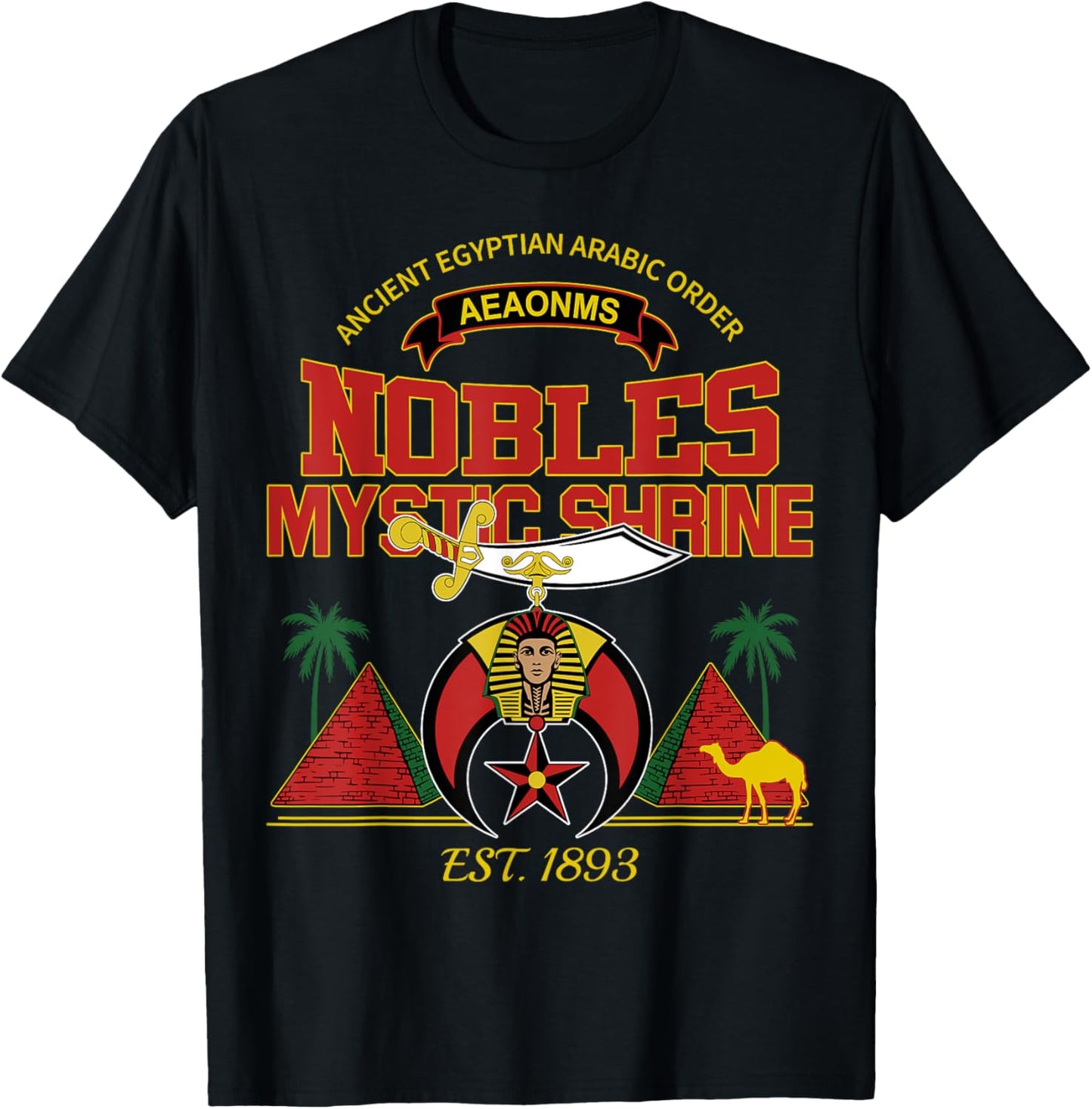 Shriners Nobles Mystic Shrine 1893 Mason AEAONMS Christmas T-Shirt - T-Shirt | Black