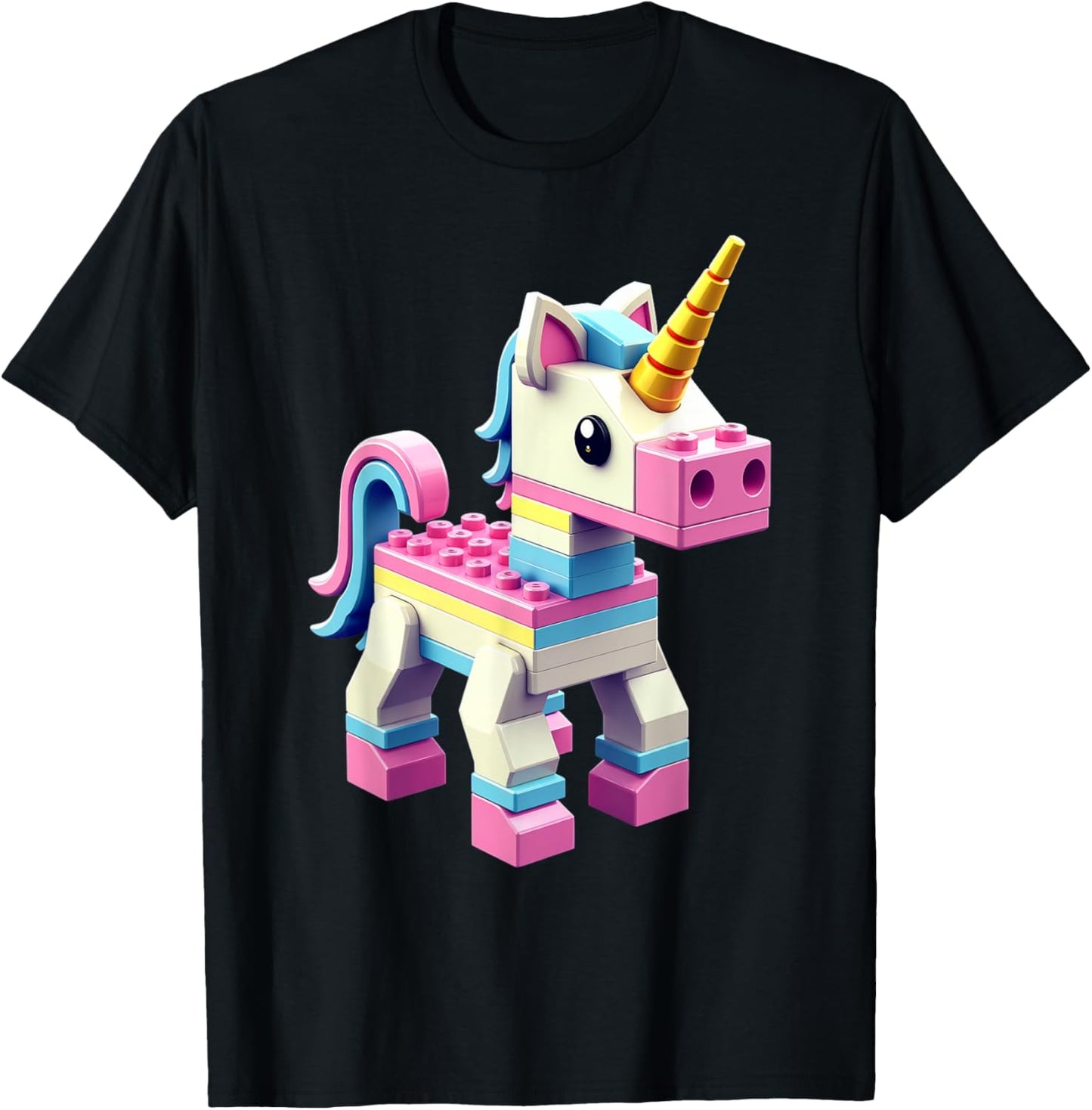 Master Builder Bricks Blocks Play Toys Unicorn T-Shirt - T-Shirt | Black
