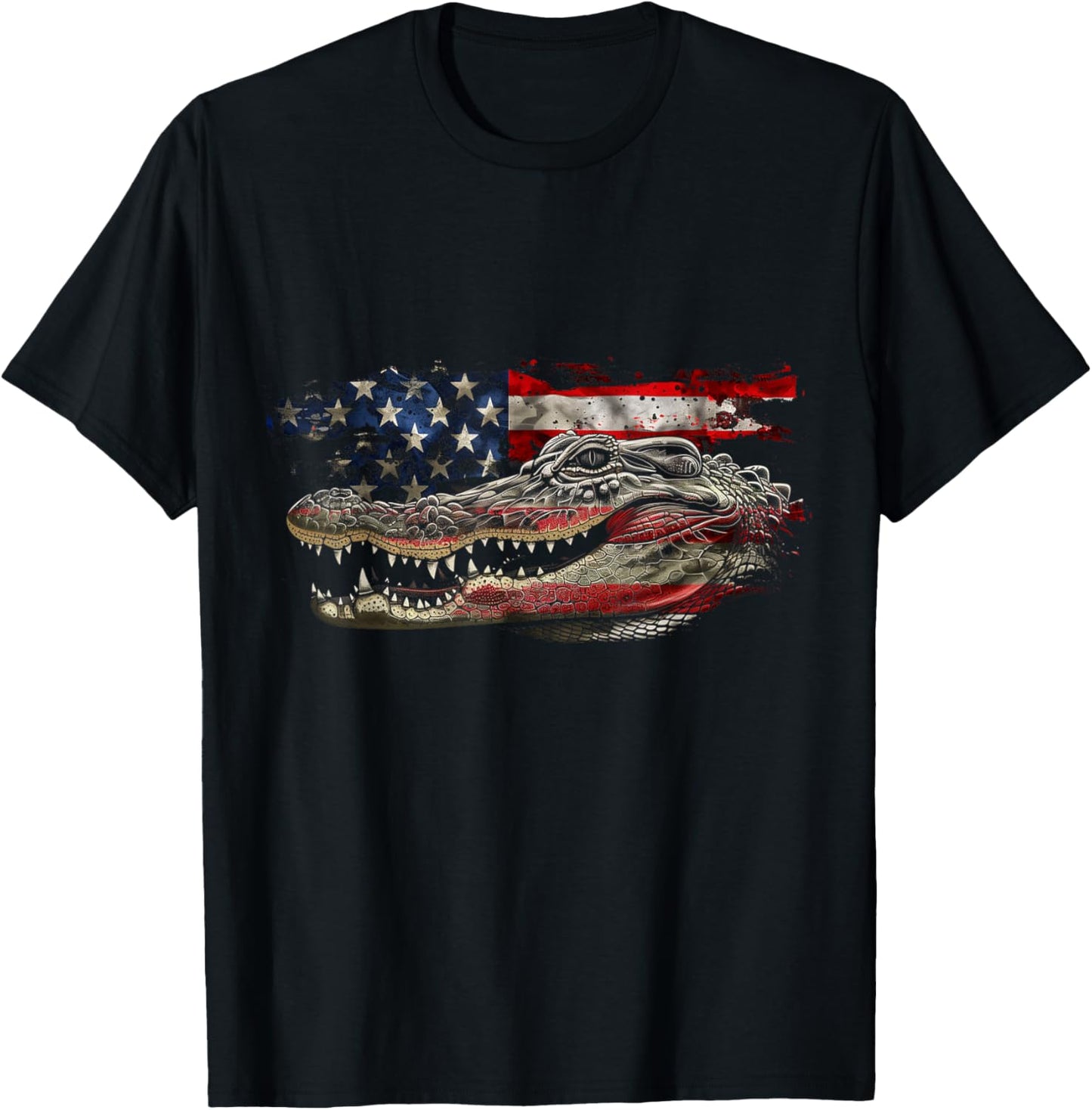 Alligator American Flag Gator Hunter Reptile Patriotic T-Shirt - T-Shirt | Black