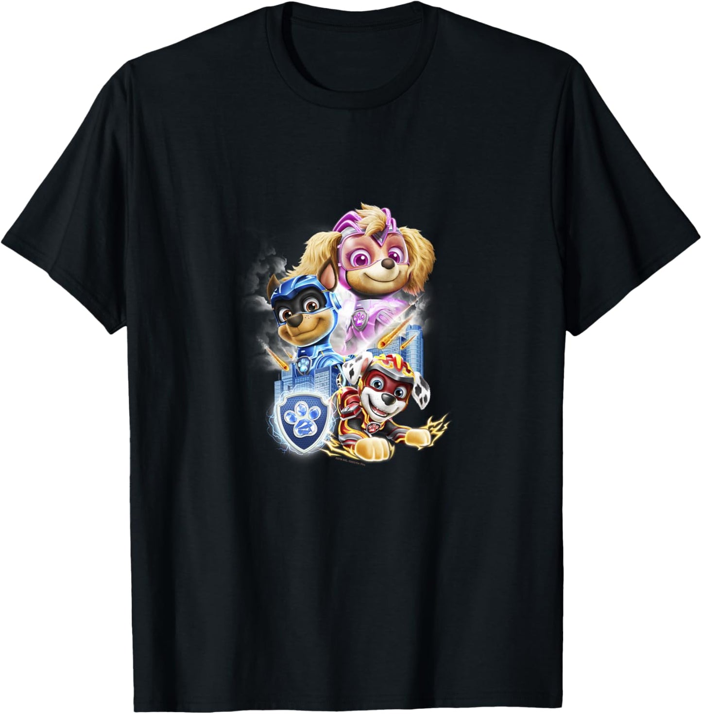 Kids PAW Patrol: The Mighty Movie Skye Chase Marshall Logo T-Shirt - T-Shirt | Black