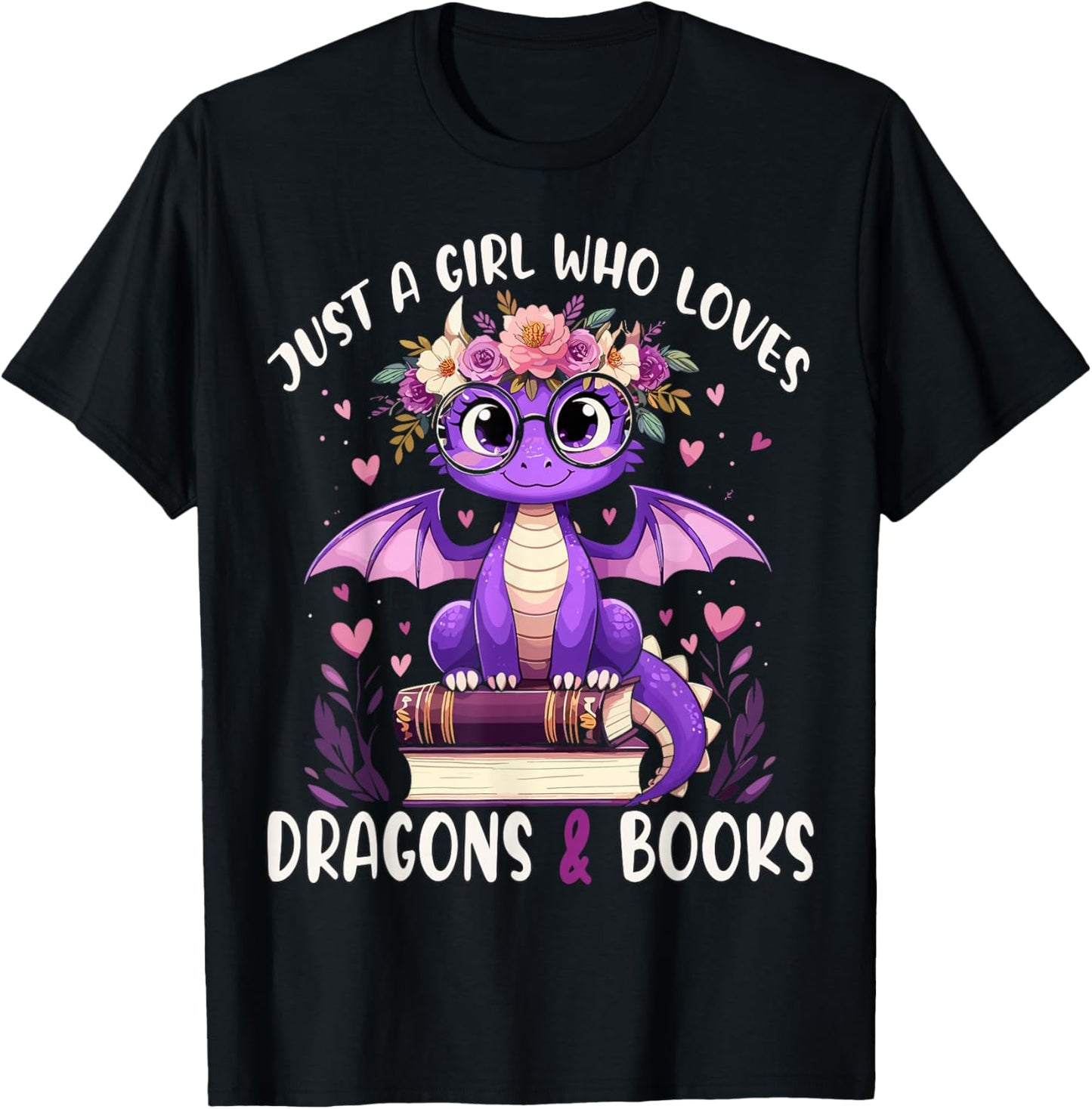 Just a Girl who loves Dragons and Books Dragon Reading T-Shirt - T-Shirt | Black