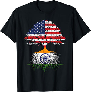 India Roots Flag Shirt Naturalization Gift Person from India T-Shirt - T-Shirt | Black