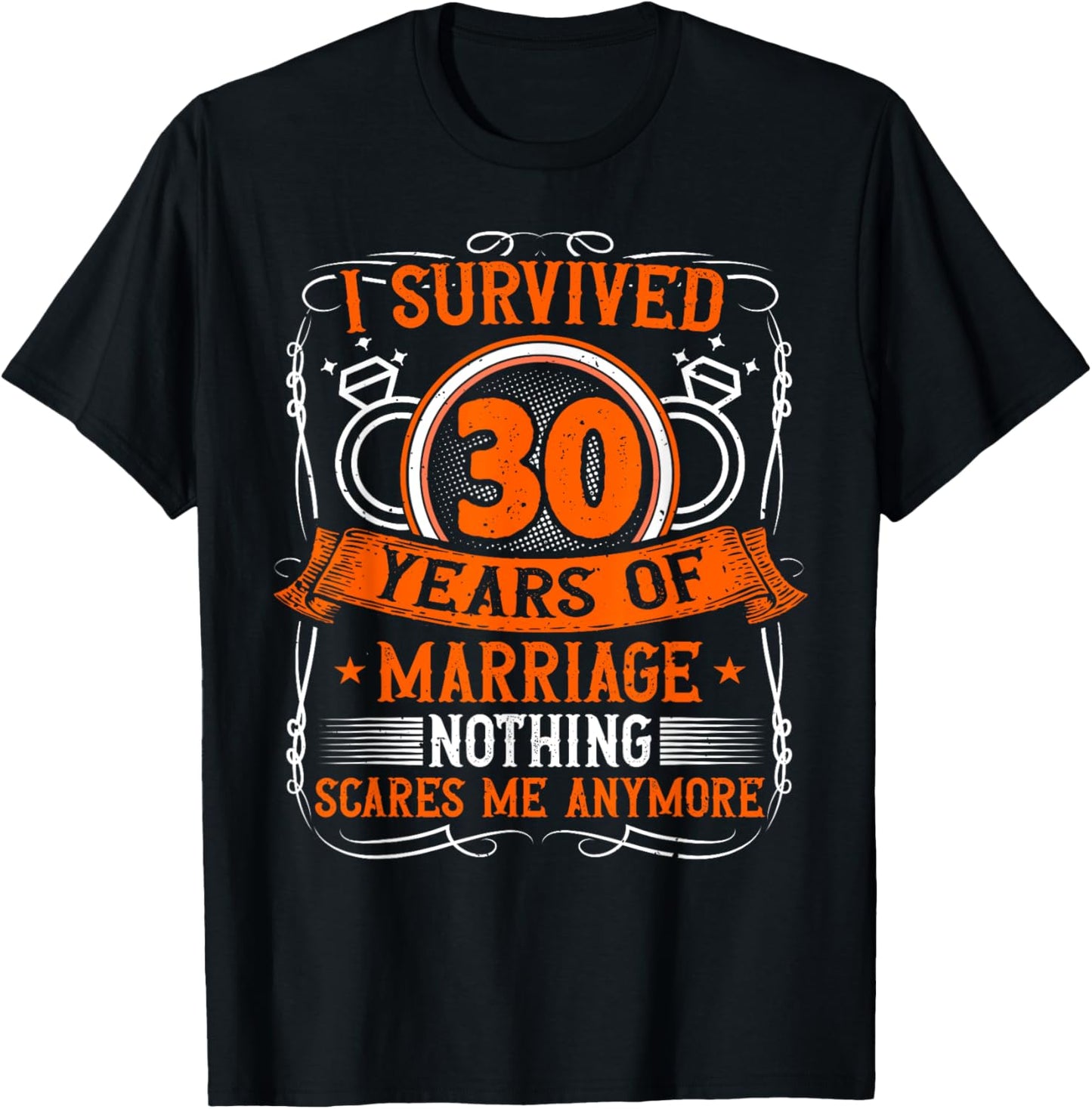 30th Wedding Anniversary, 30 Years Married, Husband & Wife T-Shirt - T-Shirt | Black