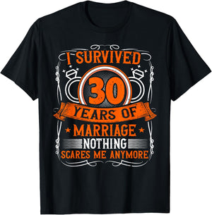 30th Wedding Anniversary, 30 Years Married, Husband & Wife T-Shirt - T-Shirt | Black