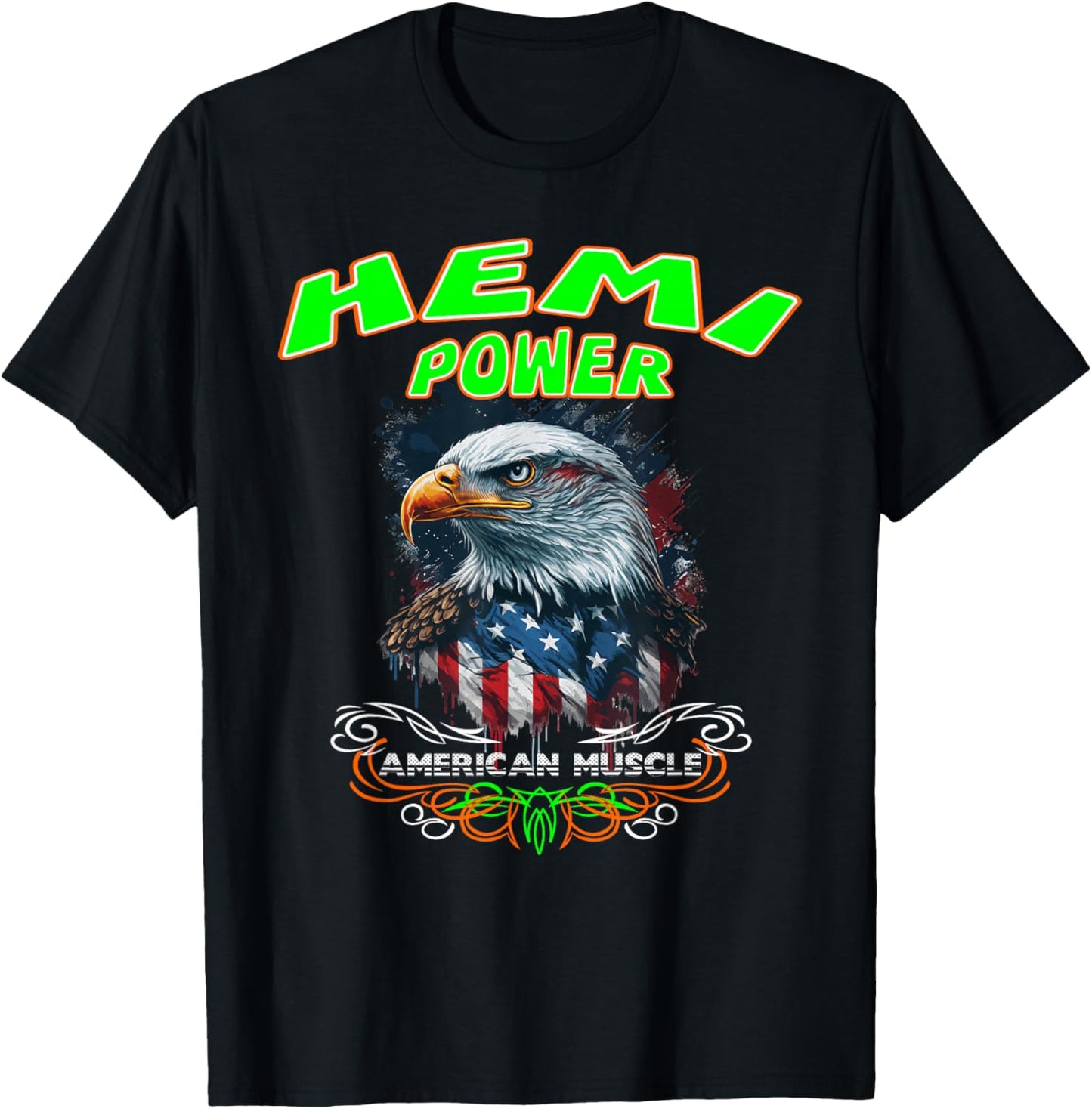 392 Hemi Power Patriotic Eagle Muscle Car Design T-Shirt - T-Shirt | Black