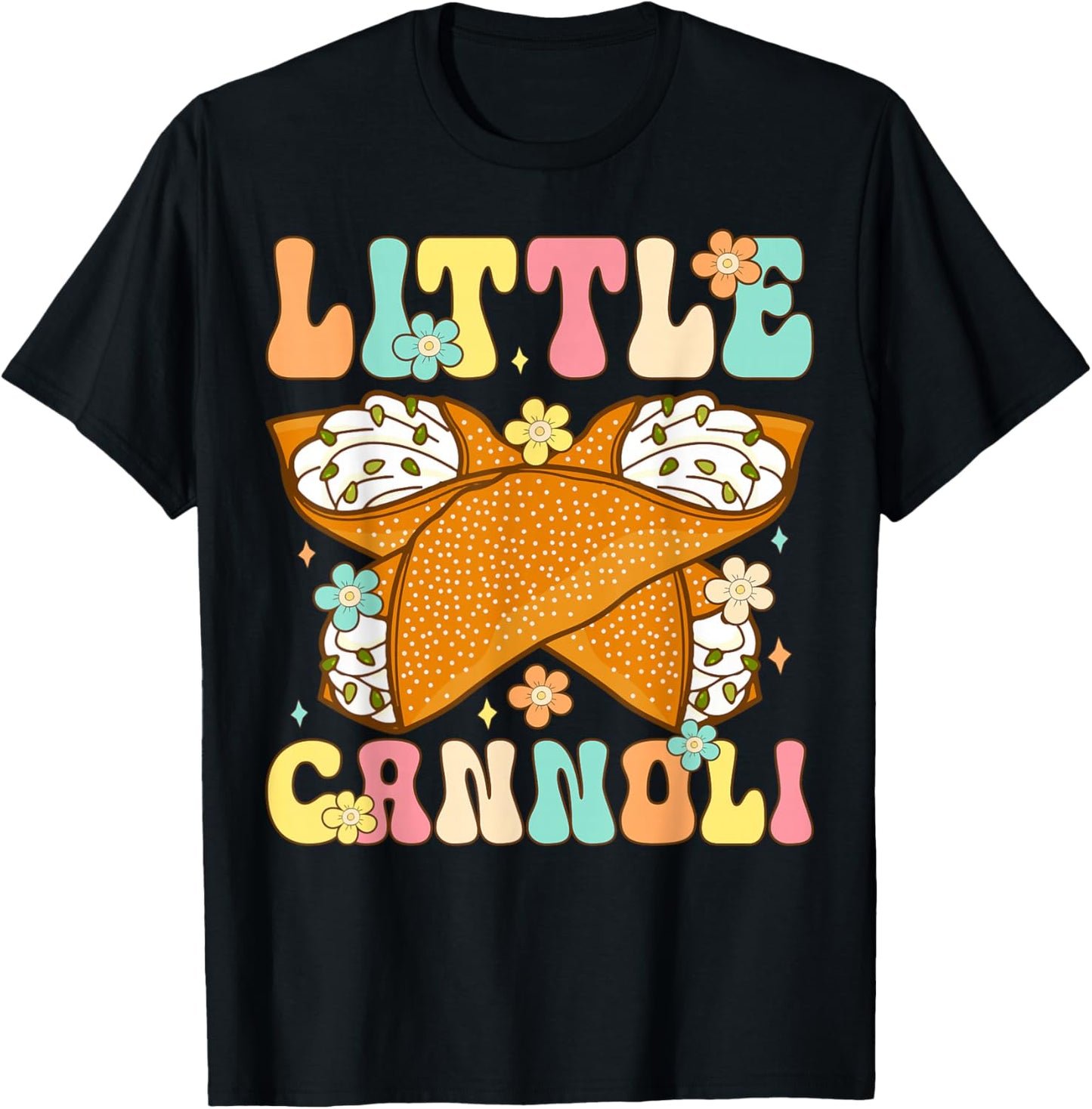Cute Little Cannoli Dessert Lover Italian Food T-Shirt - T-Shirt | Black