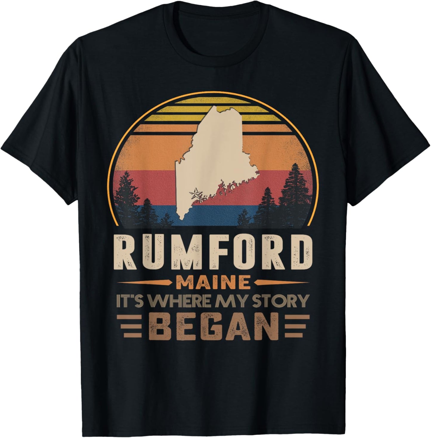 Vintage Rumford Maine Hometown My Story Began T-Shirt - T-Shirt | Black