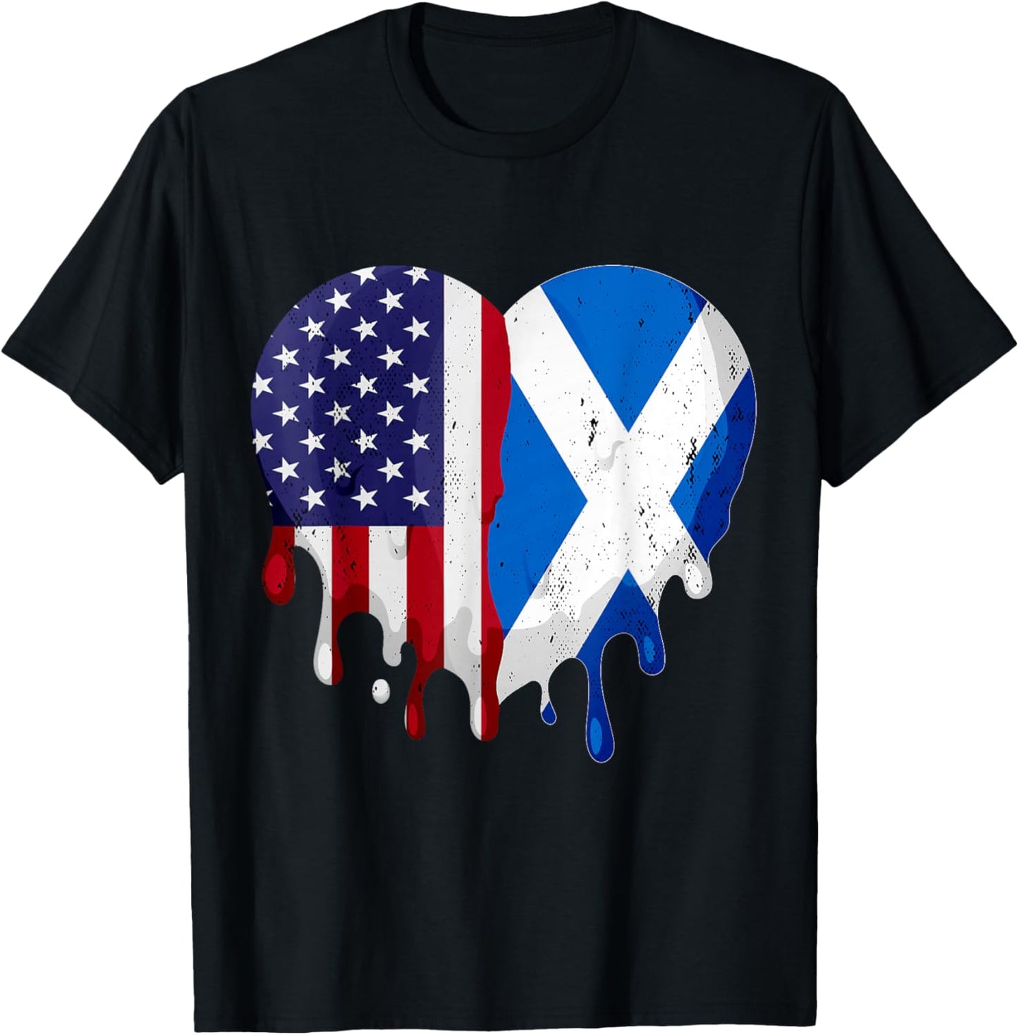 American Scottish Heritage Month Scotland Flag Heart T-Shirt - T-Shirt | Black