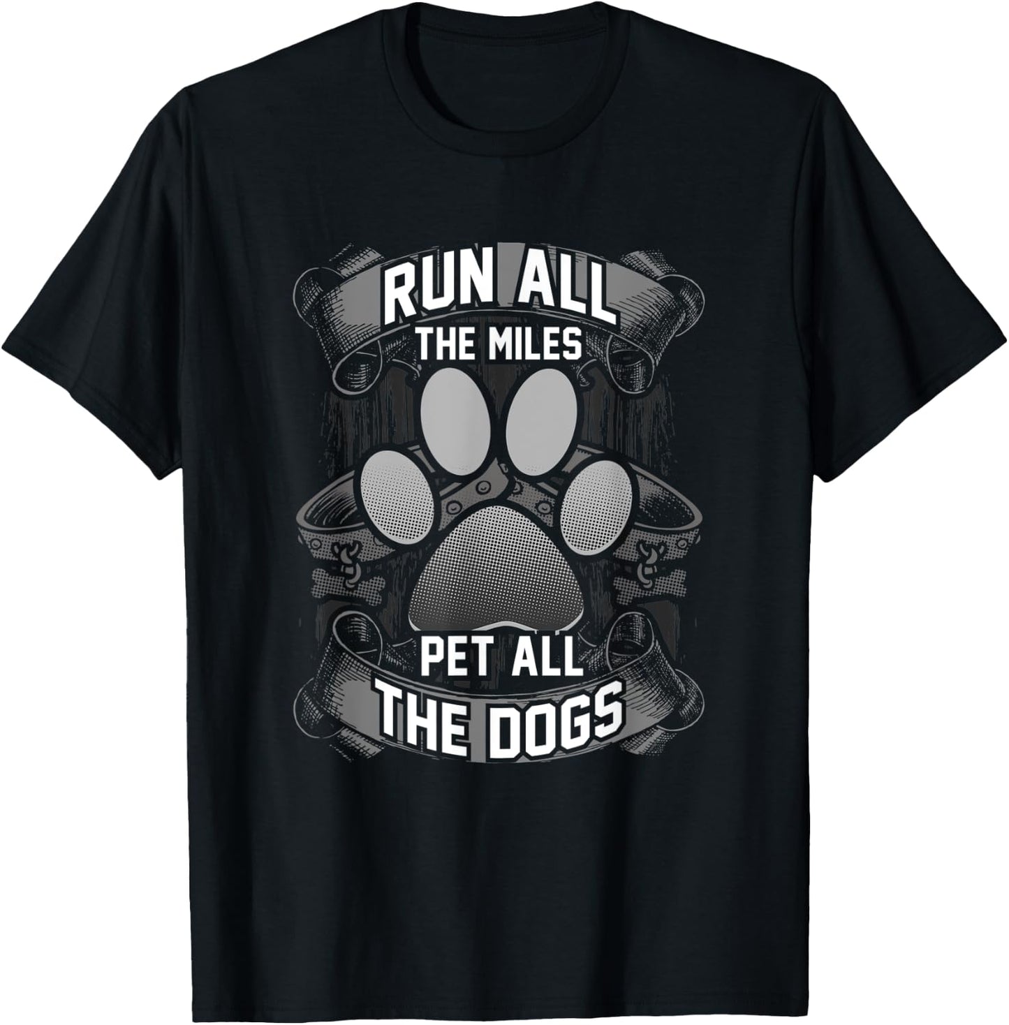 Cute Run All The Miles & Pet All The Dogs Runners Dog Lovers Women Kids T-Shirt - T-Shirt | Black