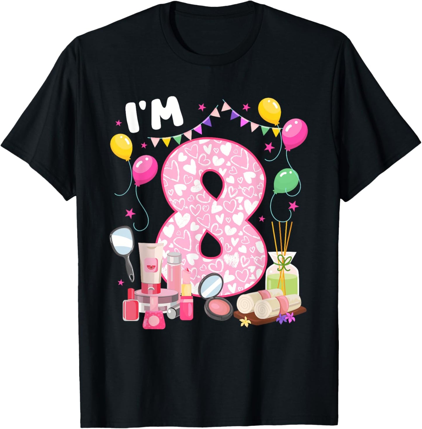 8 Year Old Birthday Spa Lover 8th Spa Themed Party T-Shirt - T-Shirt | Black