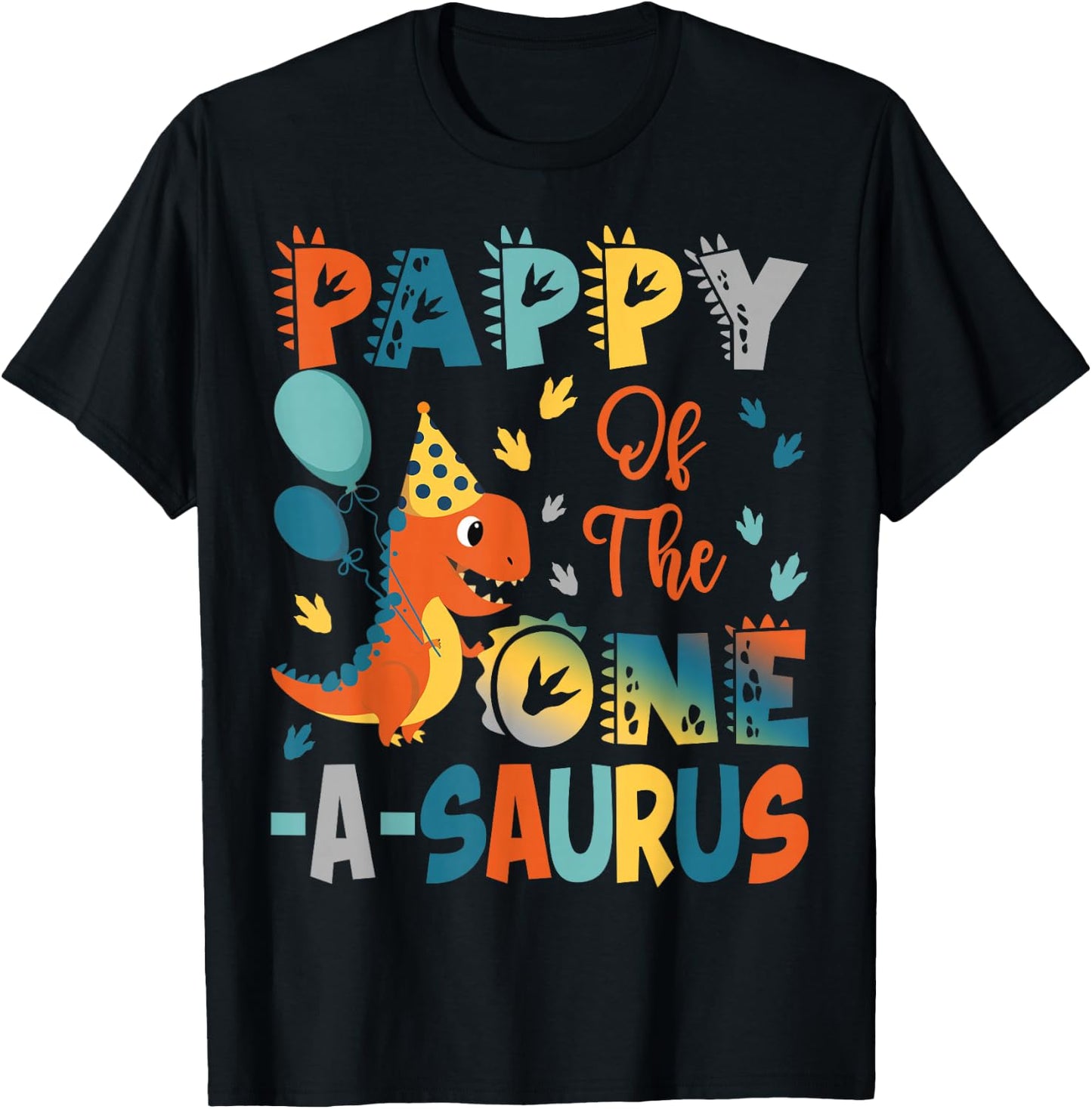 Pappy Of The One-A-Saurus 2Nd Birthday Dinosaur Party T-Shirt - T-Shirt | Black