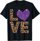 Love Leopard Purple Heart Valentine's Day Women Girls T-Shirt - T-Shirt | Black