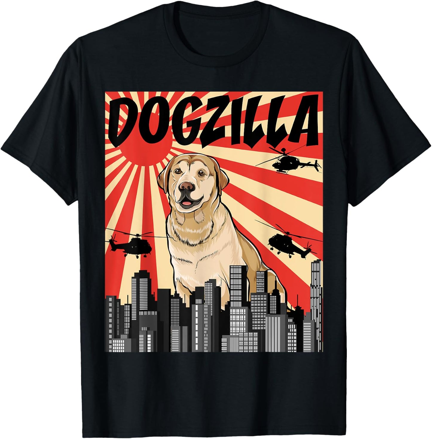 Funny Retro Japanese Dogzilla Labrador Retriever Dog T-Shirt - T-Shirt | Black