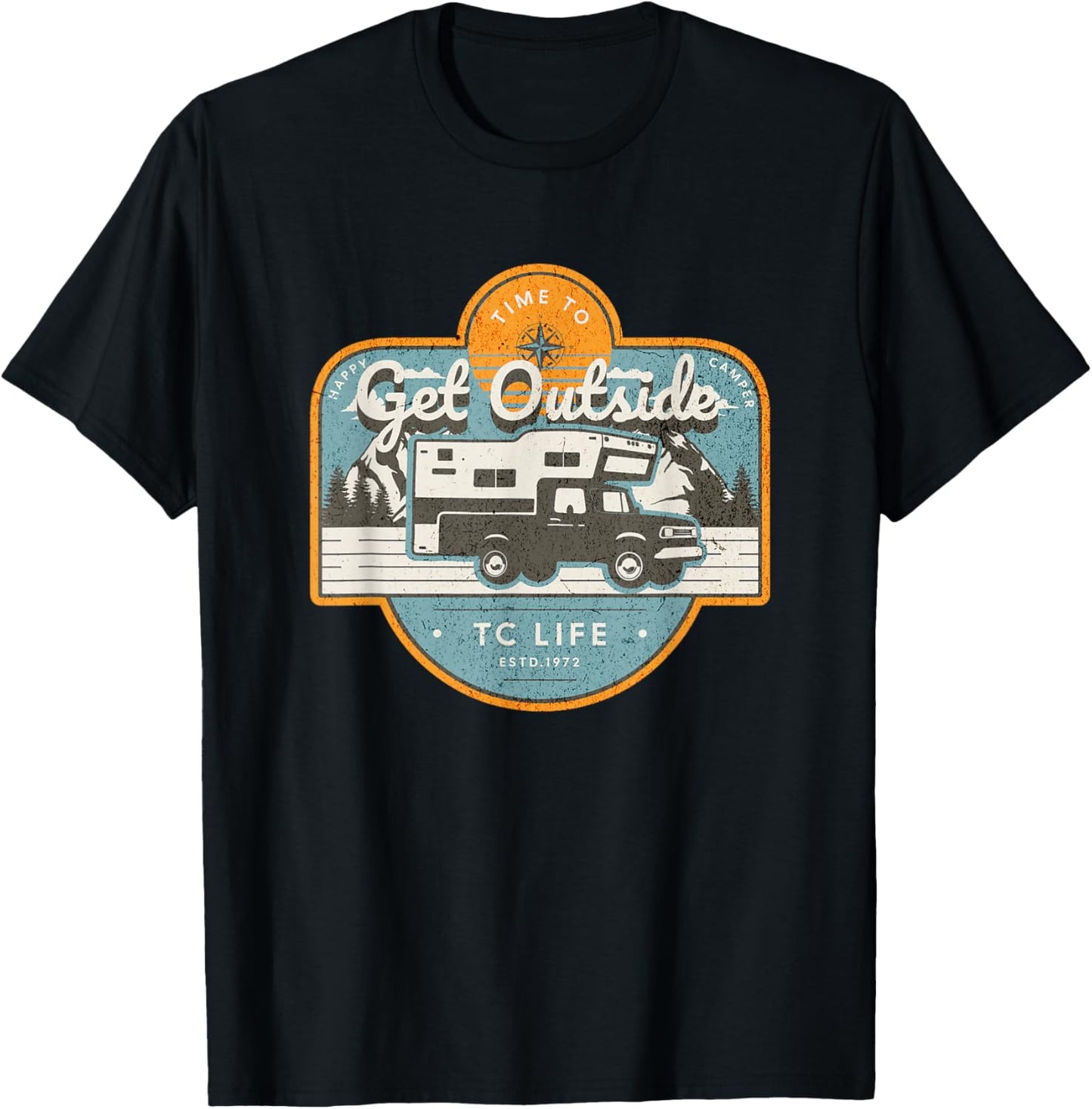 Mountain Adventure Truck Bed Camper for Forest Off-Road Fun T-Shirt - T-Shirt | Black
