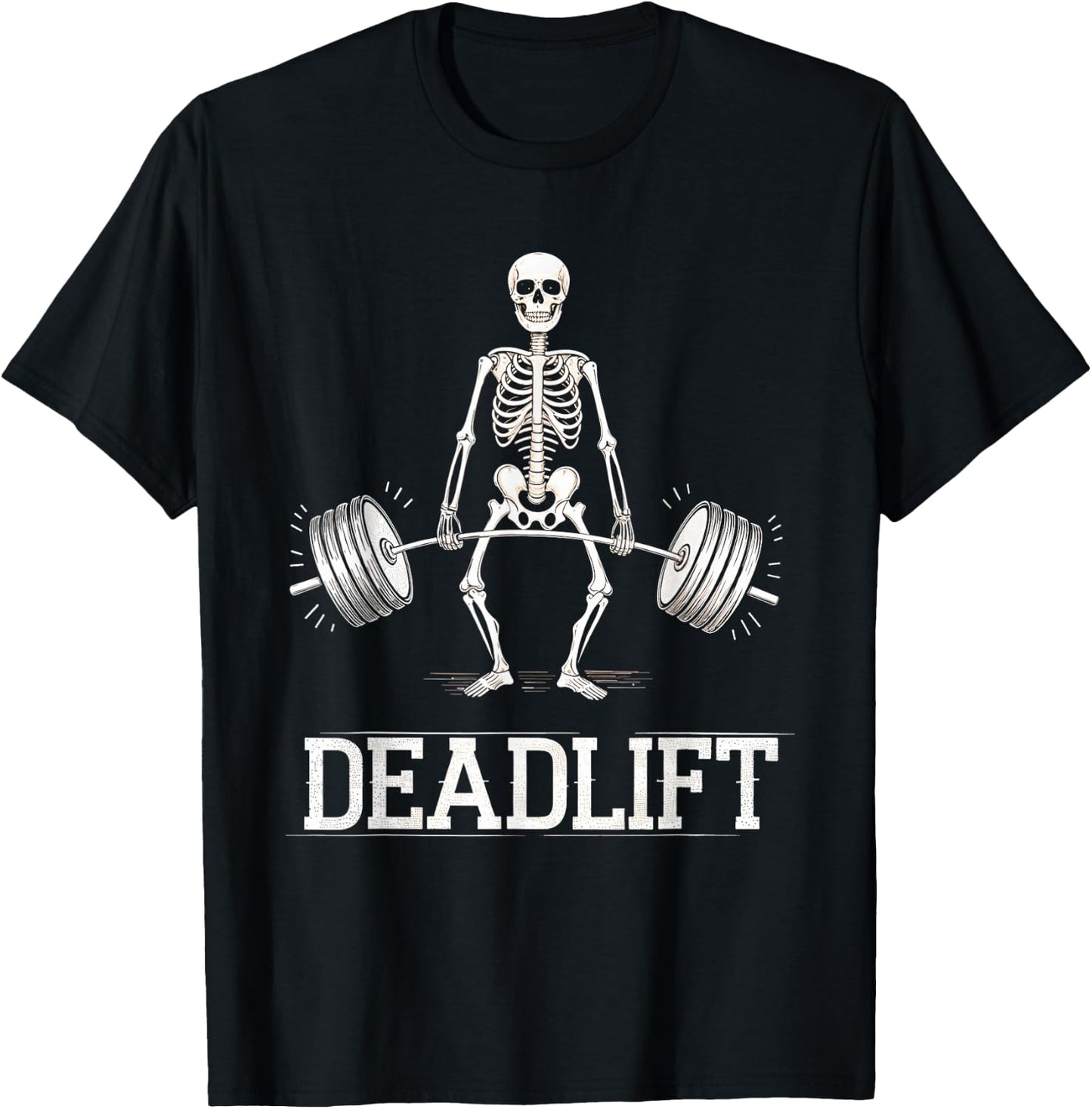Deadlift Skeleton Weightlifting Fitness Gym Workout T-Shirt - T-Shirt | Black