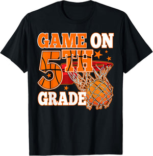 Boys Game On 5th Grade Basketball Back To School Teacher Kid T-Shirt - T-Shirt | Black
