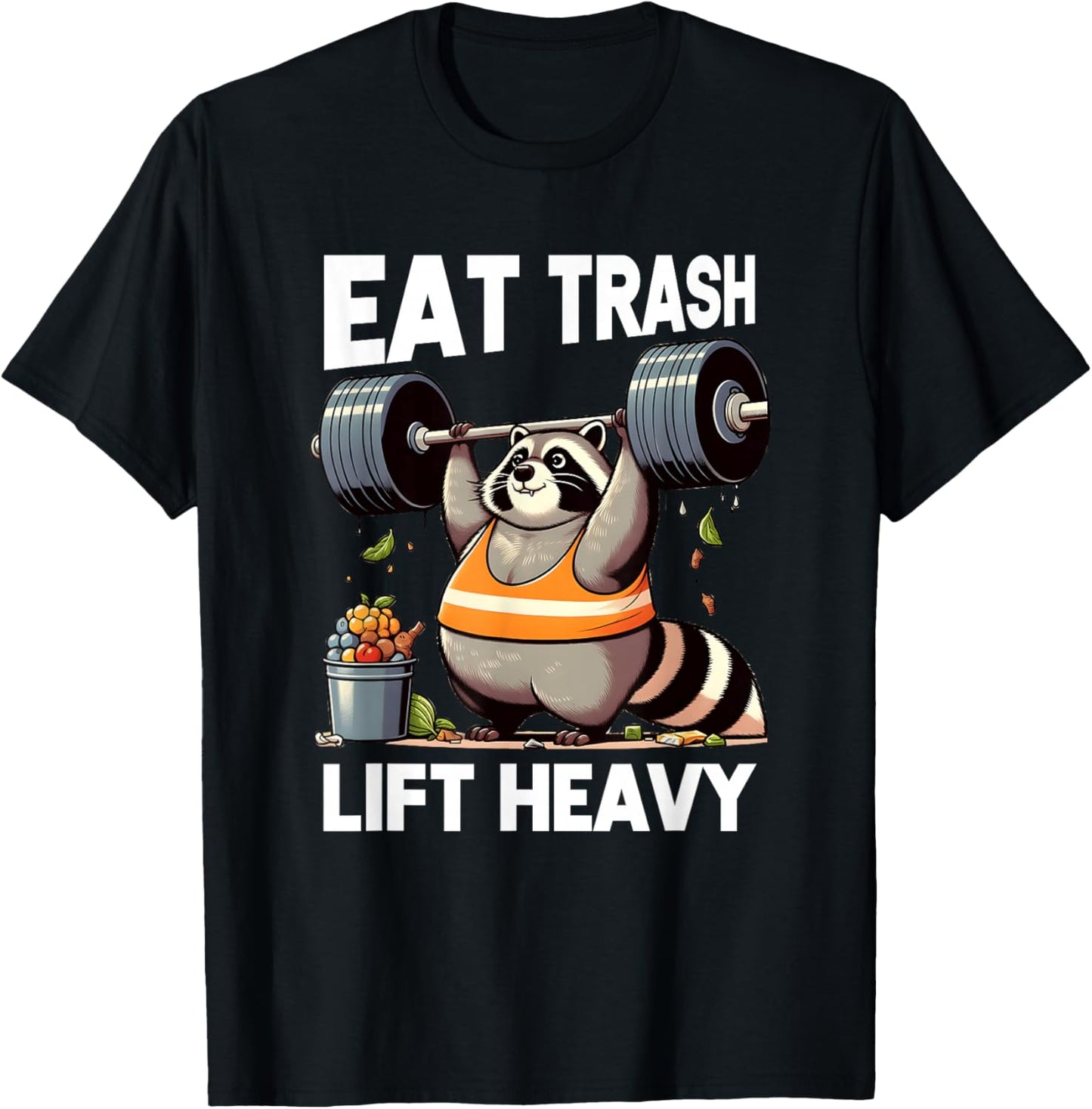 Eat Trash Panda Lift Heavy Fat Raccoon Weightlifting Gym T-Shirt - T-Shirt | Black