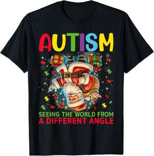 Autism Christmas Autistic Xmas Day Love Autism Awareness T-Shirt - T-Shirt | Black