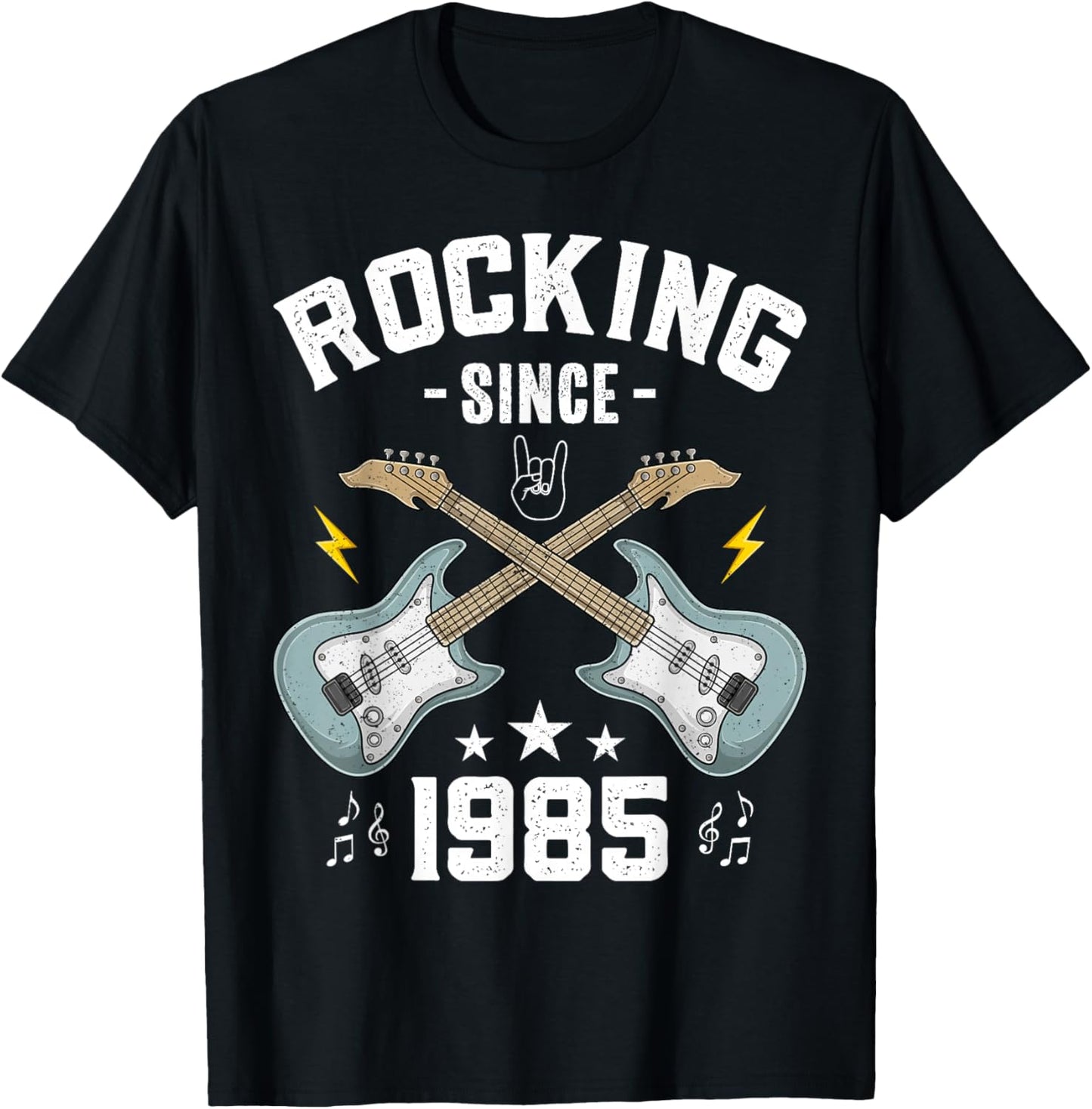 Rocking Since 1985 Vintage Guitar 40th Birthday T-Shirt - T-Shirt | Black
