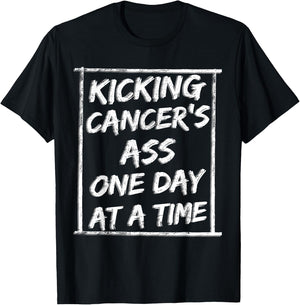 Kicking Cancer Chemotherapy Warrior Survivor Chemo T-Shirt - T-Shirt | Black