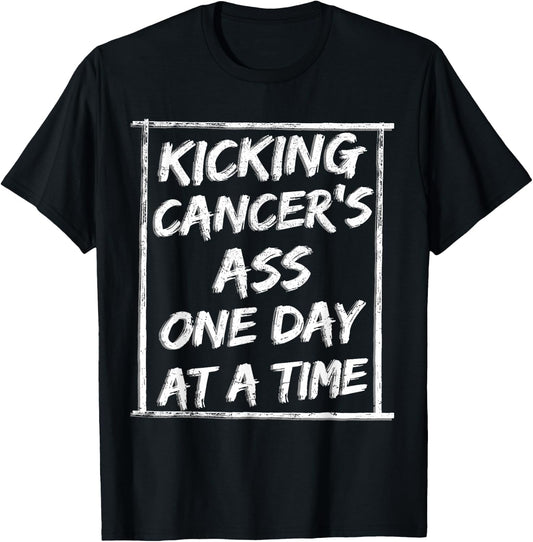 Kicking Cancer Chemotherapy Warrior Survivor Chemo T-Shirt - T-Shirt | Black